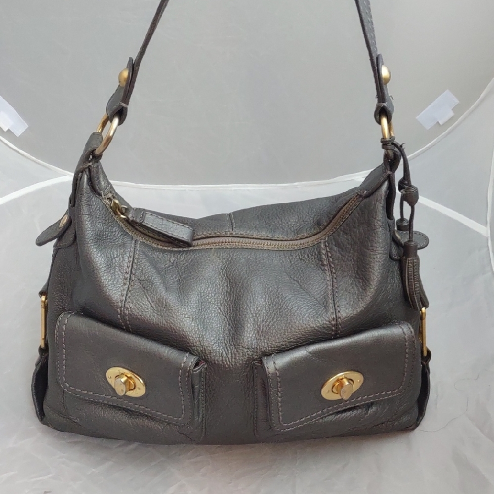 The Sak Elegant Gray Pebbled Leather Hobo Shoulder Bag